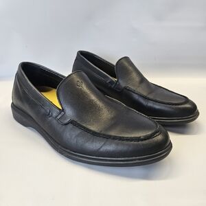 Amberjack Mens Leather Slip On Loafers Casual Work Office Career Black Sz 10